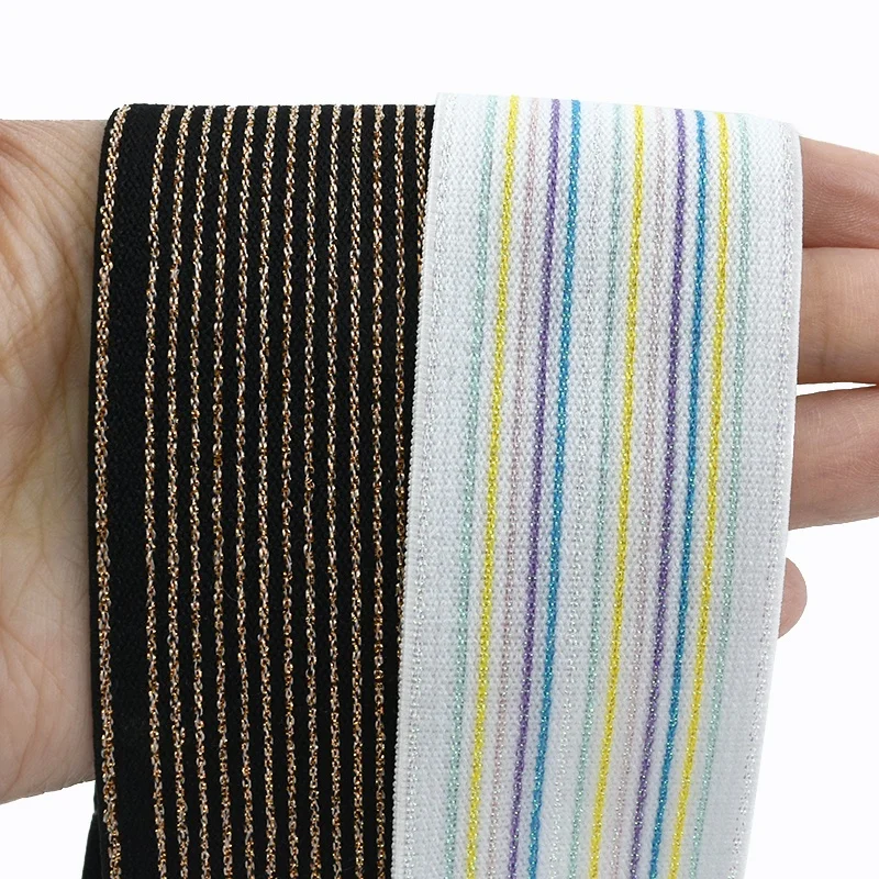 Meetee EB079 40mm Garment Accessories DIY Handmade Sewing Material For Clothing Home Textile Tinsel Colored Striped Elastic Band
