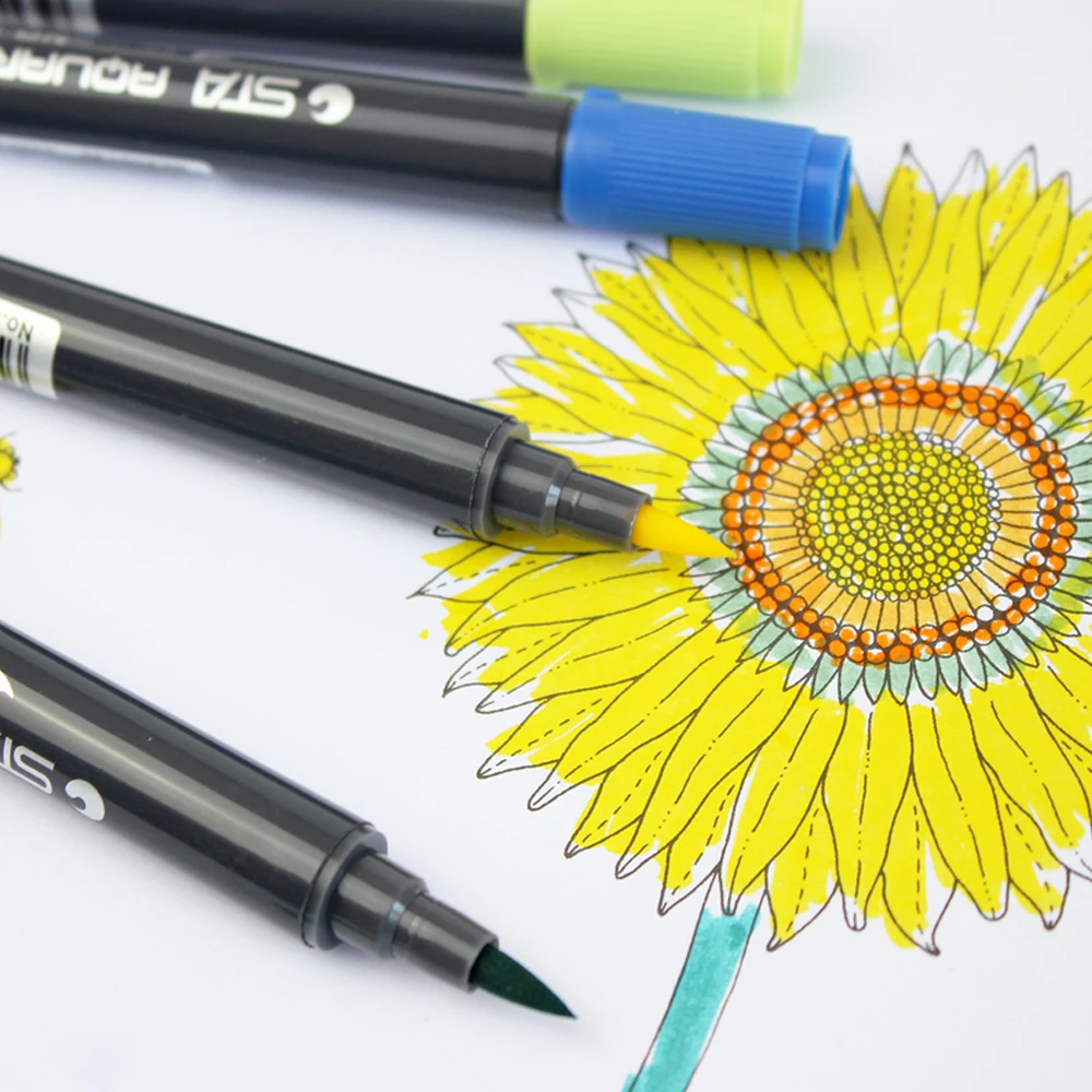 STA Factory new design water color markers 24colors drawing water color brush pen for kids