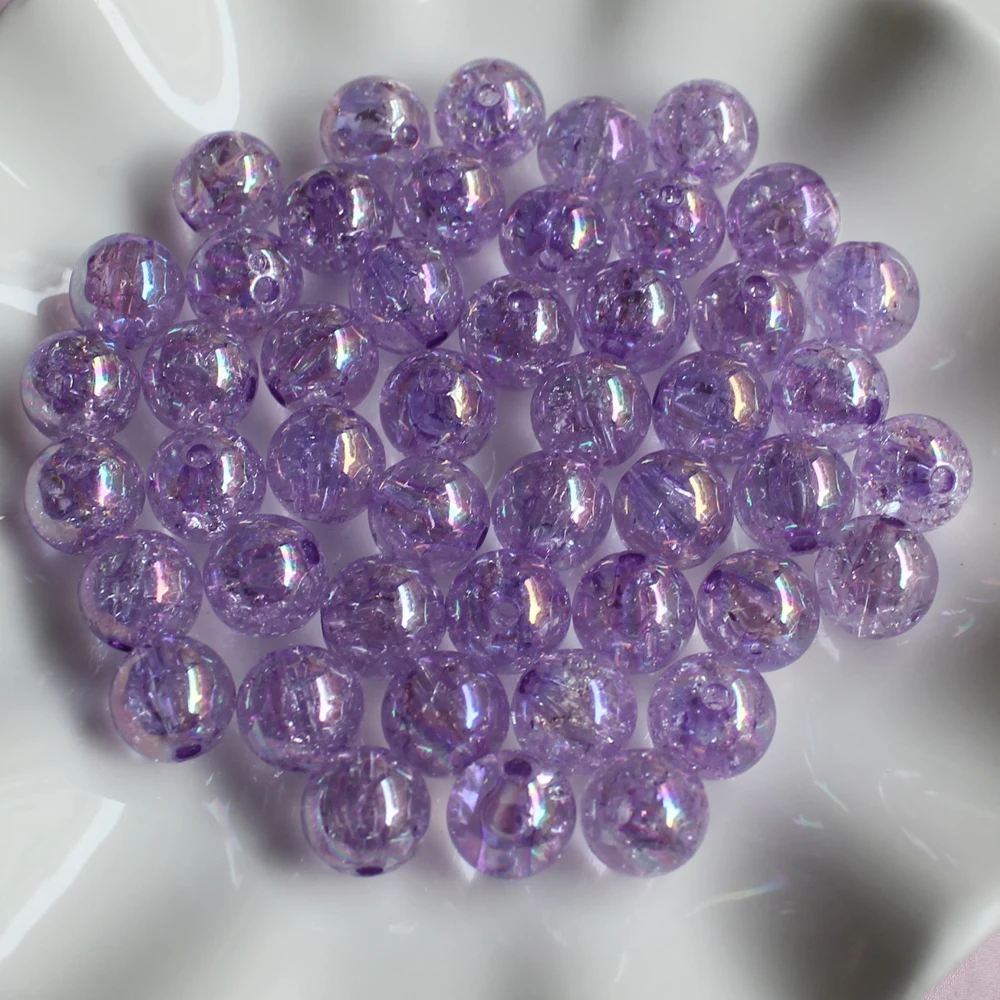Wholesale 12mm Sparkly Colors Inside Transparent Crackle Beads Round Bubblegum Ball Beads Charms Bracelet Beads Jewelry Making