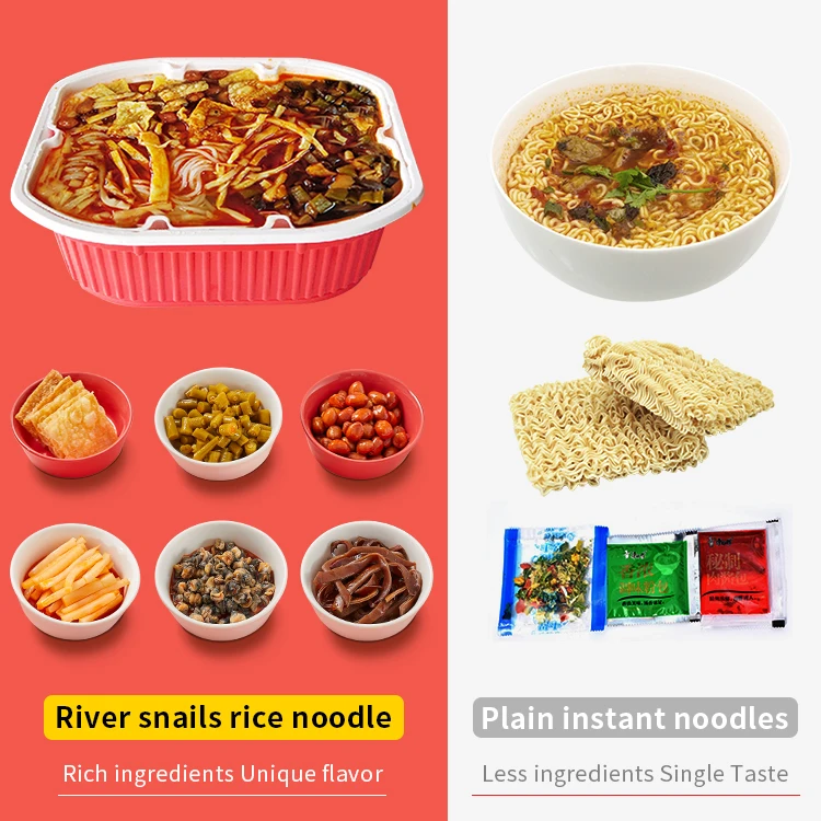 Shanyuan Jiaweiluo hot selling food Leisure food Self-Heating spicy rice instant noodle