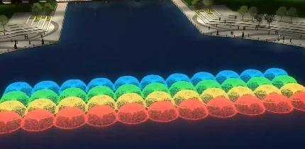 Custom outdoor plaza playing music control smoke stone wall acrylic ball music stainless steel nozzle fountain