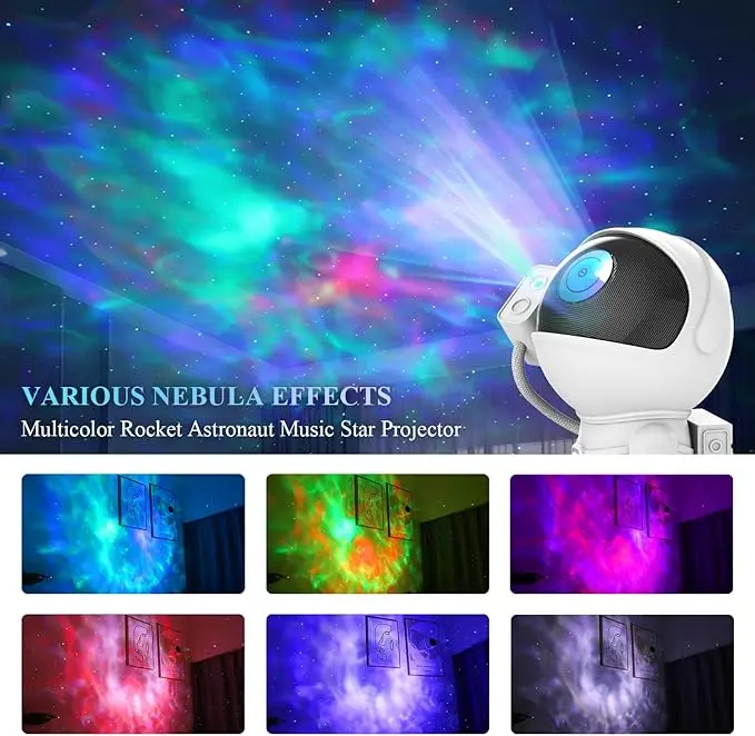 Rocket Astronaut Star Nebula Projector,Bluetooth Music,White Noise,APP&RC Control,Night Light for Kids & Adults,Room Decor,Gifts