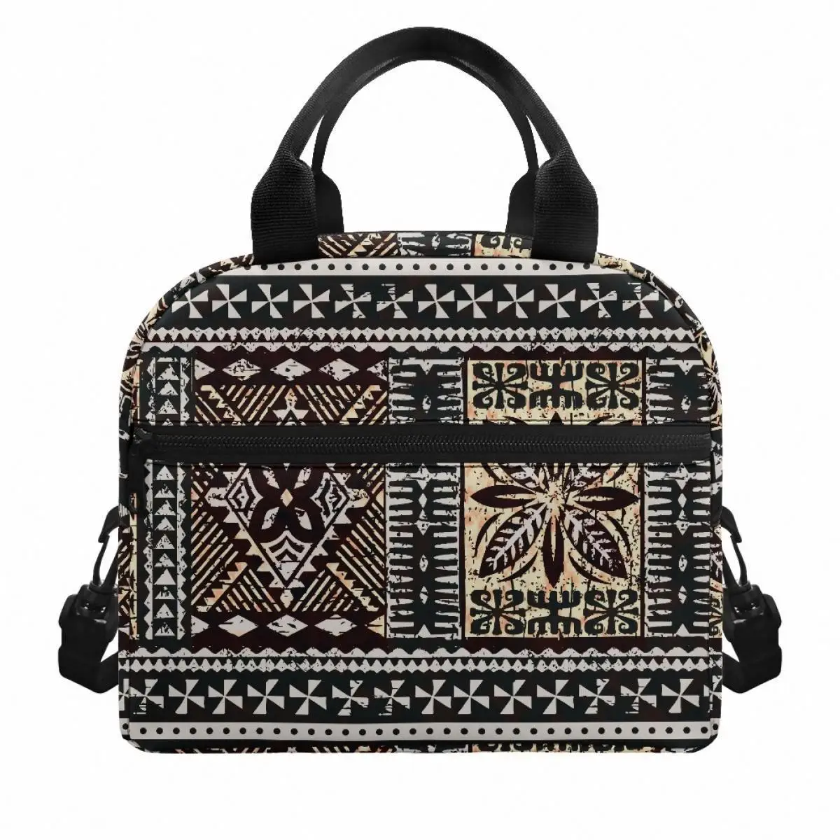 Polynesian Tribal Flower Pattern Insulated Lunch Box Lunch Bag 2024 Men Women Adults Portable Suitcase Picnic Travel Lunch Bag