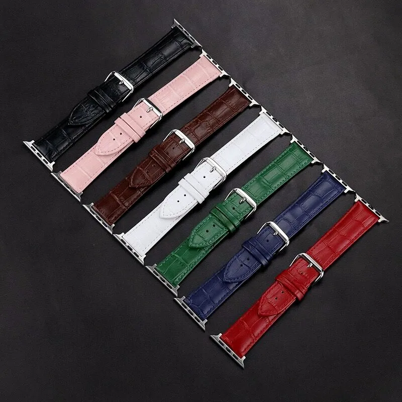 crocodile grain PU leather watch bands for apple  Smart watches series6 5 se luxury Watch strap for iwatch 38 40 42 44mm