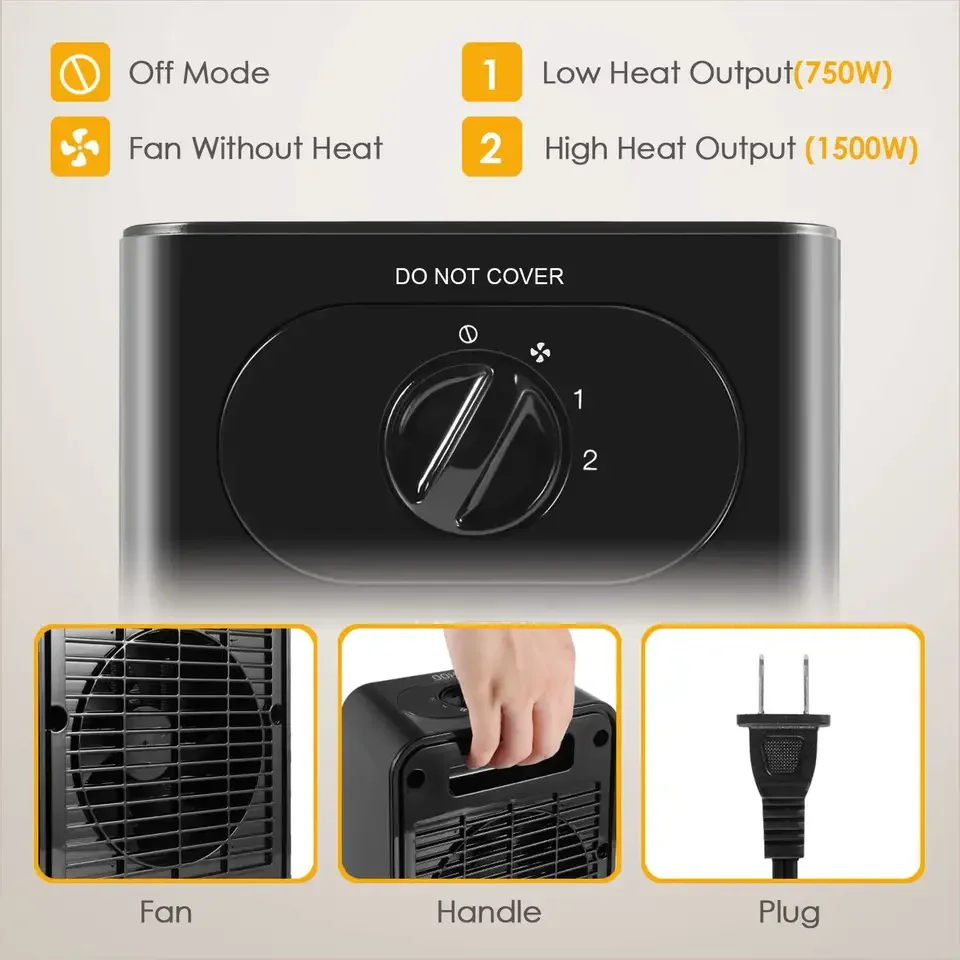 Household Small Multifunctional Heater 1500w Mechanical Button Portable Electric Room Space Heater