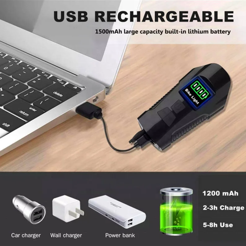 Waterproof Rainproof Speedometer Odometer Cycle Light 120db Horn Speaker LED Headlight Bike Front Light With Bicycle Computer