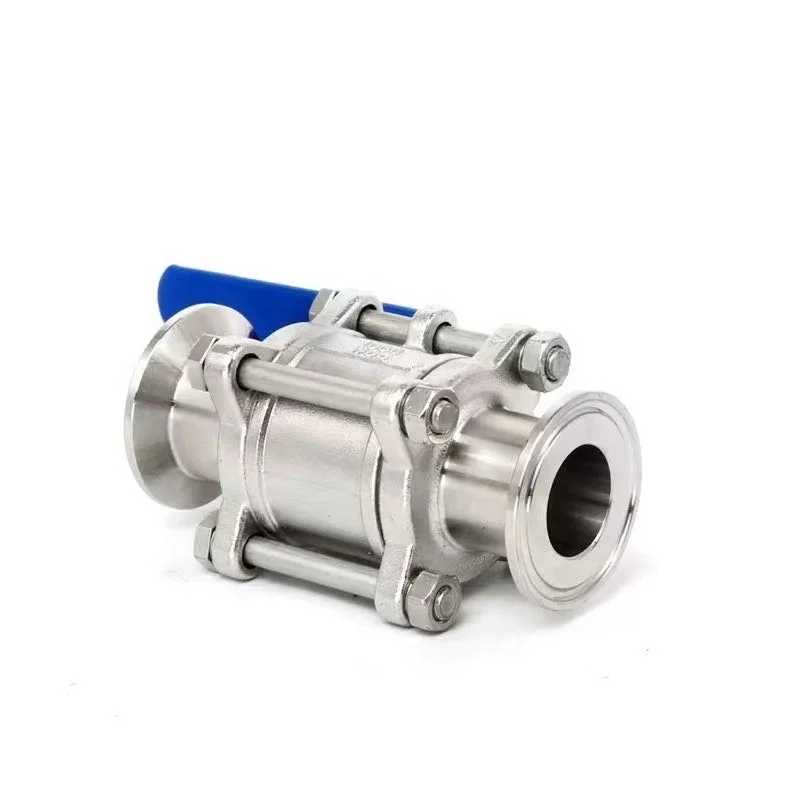 3PCS SS304/316 1000WOG 2-Way Ball Valve, Sanitary, Stainless Steel, Clamp Ends, Industrial Grade