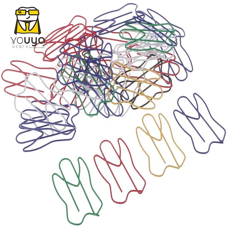 Colorful Unique Metal Paper Clips Dental Tooth Shaped Paper Clip