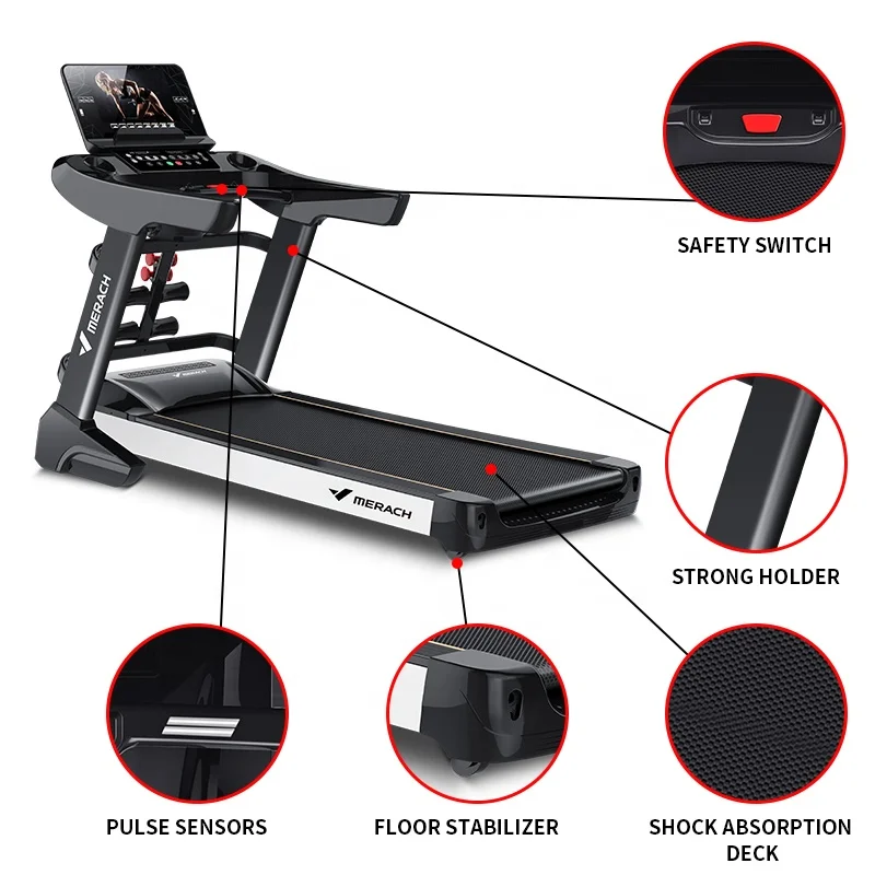 MERACH home treadmill running machine multifunctional equipment 58cm running belt gym treadmill machine