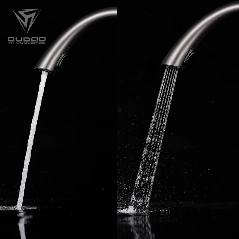 Modern Deck Mounted Ceramic Gun Black Fresh Water Kitchen Faucets