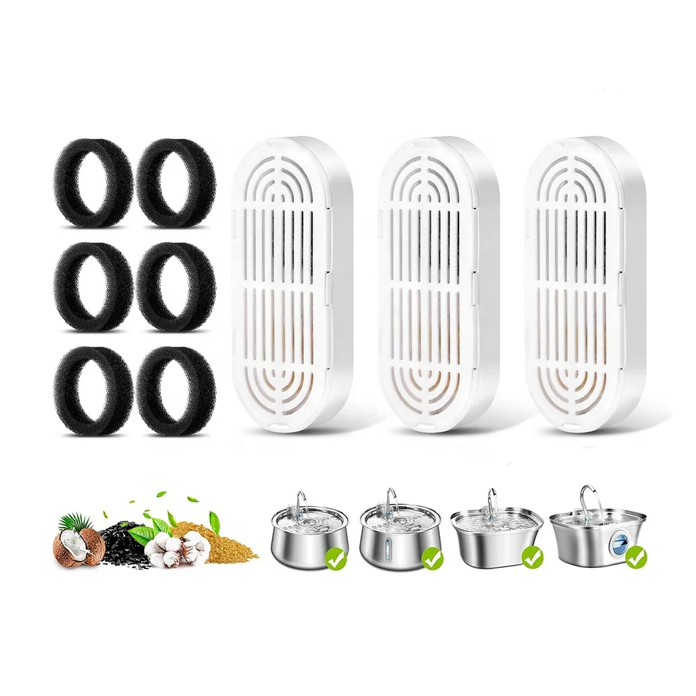 6 Pack Replacement Filters Sponges for Pet Water Fountain Cat Water Fountain Filter Quadruple Filtration Pet Fountain Filters