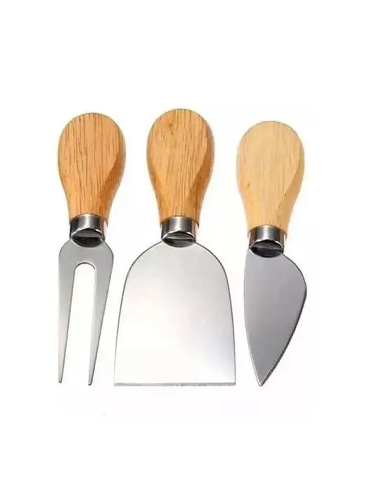 High Quality Stainless Steel Cheese Knives with Stylish Wooden Handles Wholesale Range for Kitchen Cutting Usage Available Bulk
