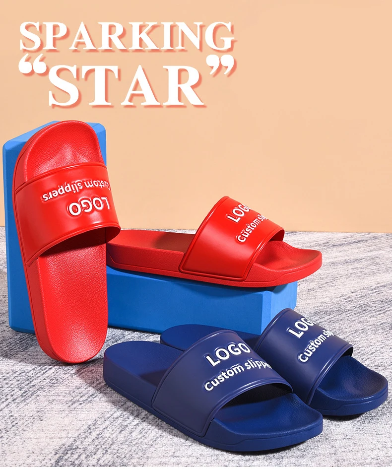 Custom Embossed Logo Women Men Slides Footwear Custom Printed PVC Slides Slipper Sandals Logo Printed Plain Slides Sandals