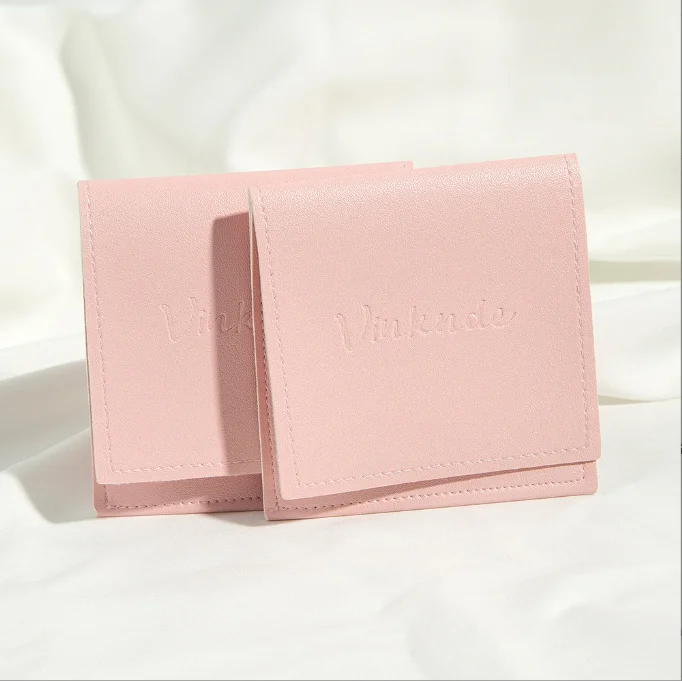 2023 Popular pu leather pouch for jewelry packing logo custom jewelry envelope pouch for necklace earrings storage