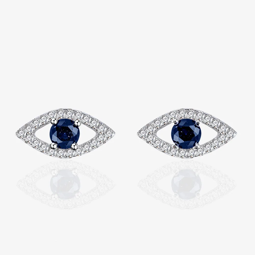 Wholesale Zircon CZ Blue Eyes Ear Stud Earrings Trendy 925 Sterling Sliver Blue Gemstone Eyes Stud Earrings Jewelry