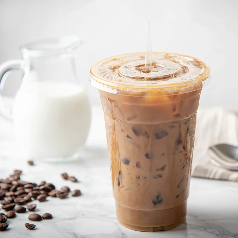 Wholesale Pet Water Coffee Milk Tea Bubble Tea Boba Cups With Lids 12, 16, 20, 24, 32 Oz Plastic Cup