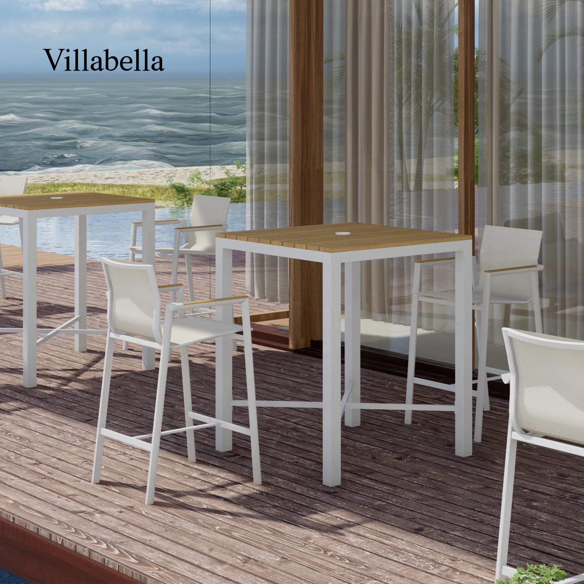 Commercial Bar Lounge Furniture Stools and Tables Luxury Metal Hotel Outside Restaurant Set
