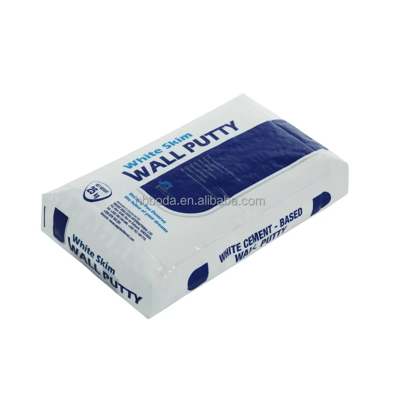25kg empty plastic pp woven sack block bottom white cement packing bag