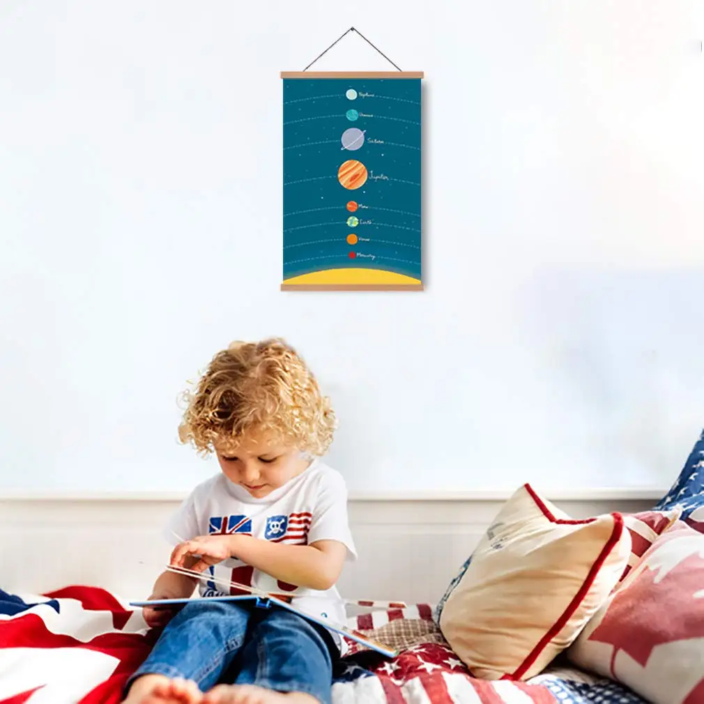 Магнитный постер из натурального дерева настенный без рамки научная солнечная система холст Художественная печать тема космоса планета живопись