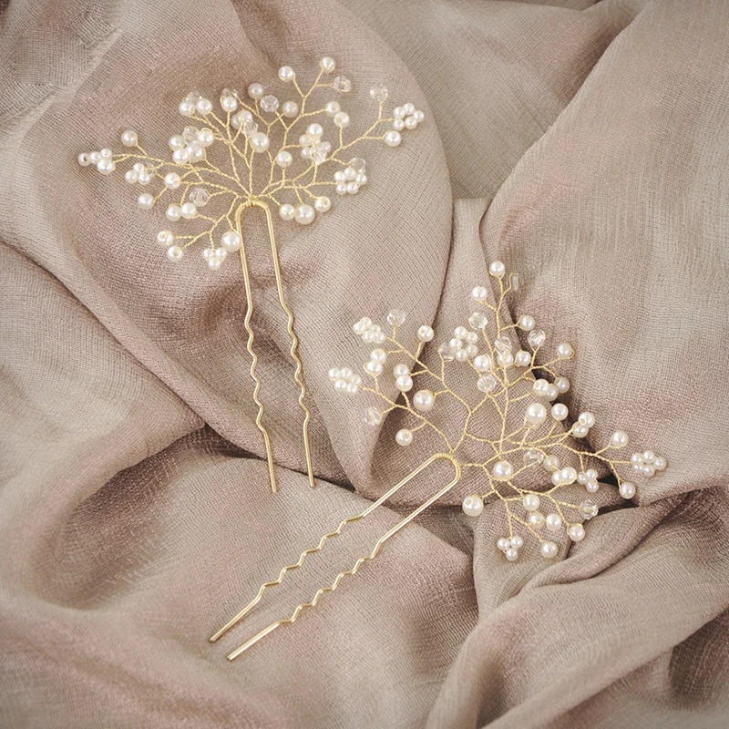 Leaf Wedding Hair Comb Pins Set Crystal Bridal Jewelry Accessories Women