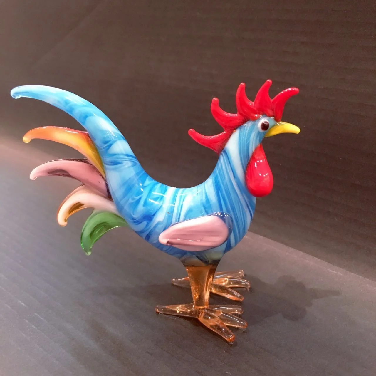 Funny creative gifts animal figurines rooster murano glass