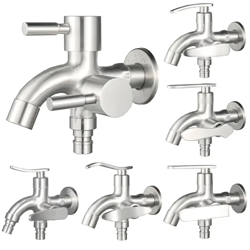 Multi-function Washing Bathroom Machine Faucet Accessories 304 Double Outlet Tap Water Faucet