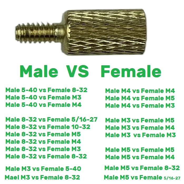 Connecting adapters for gun cleaning rod fitting brush in different nuts