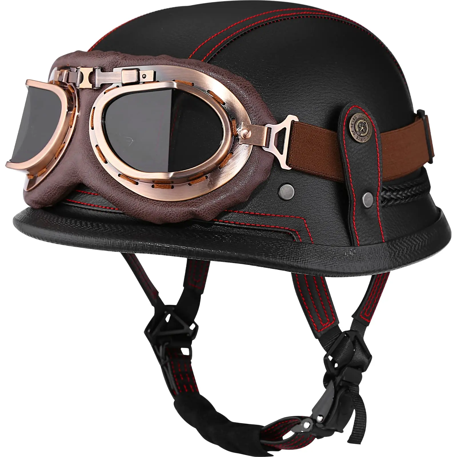 German style leather half face helmets for scooters, motorcycles, e-bikes with customized brands