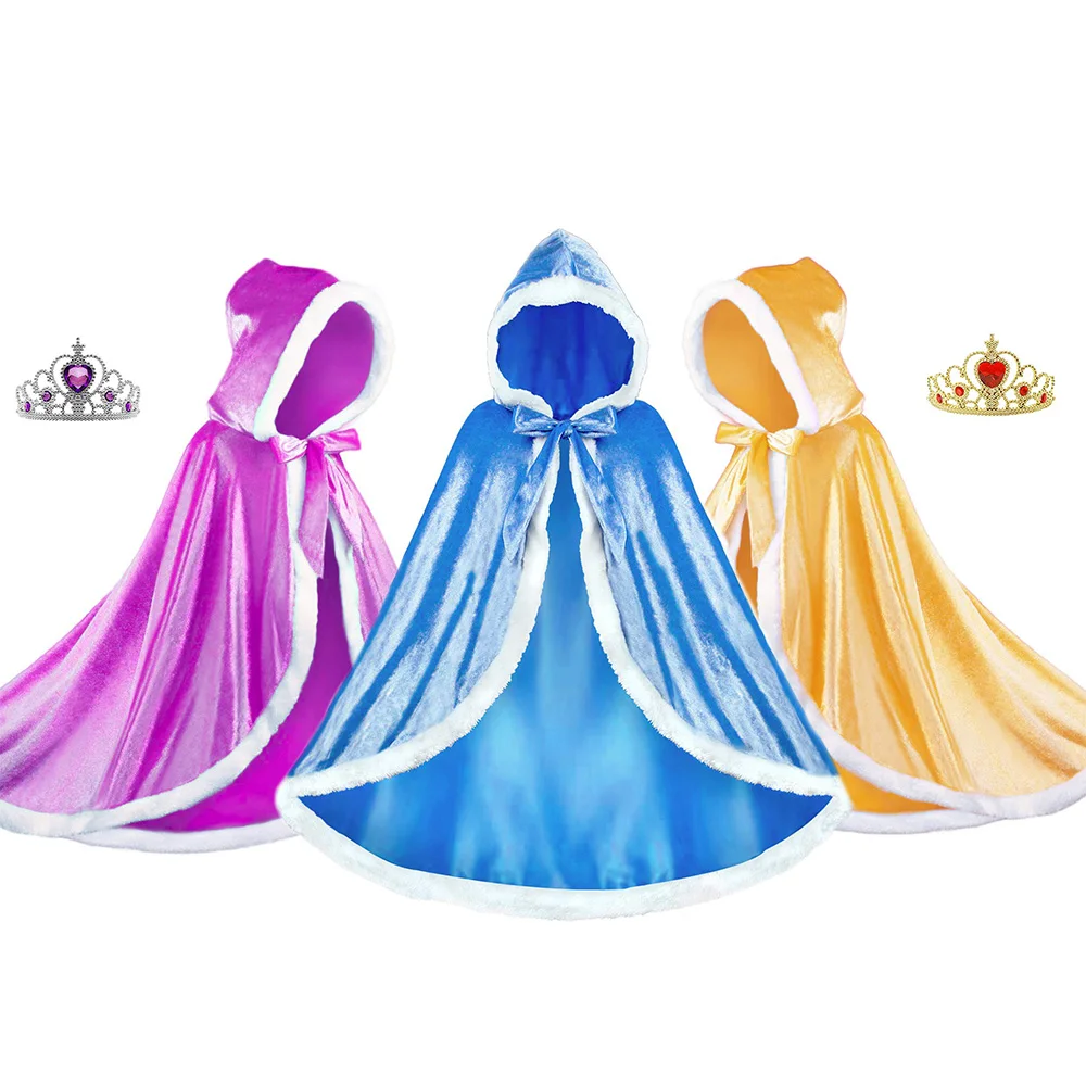 Оптовая продажа; Карнавальный костюм; Нарядное платье принцессы для детского праздника «Холодное сердце»; Наряд принцессы; Накидка для девочек, комплект милой детской одежды с капюшоном Детская парка с подкладом, с накидкой
