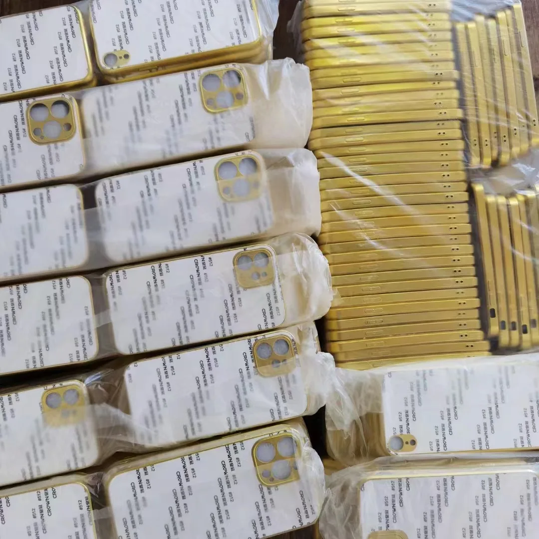 Wholesale 2D TPU Cover Sublimation Cellphone Case for iPhone 13 Pro Electroplate 2D Blank Sublimation Phone Cases Gold