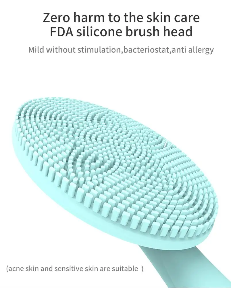 
2020 New rechargeable Face Brush Private Label Waterproof Pore Cleaner Mini Sonic Electric Silicone Facial Cleansing Brush 
