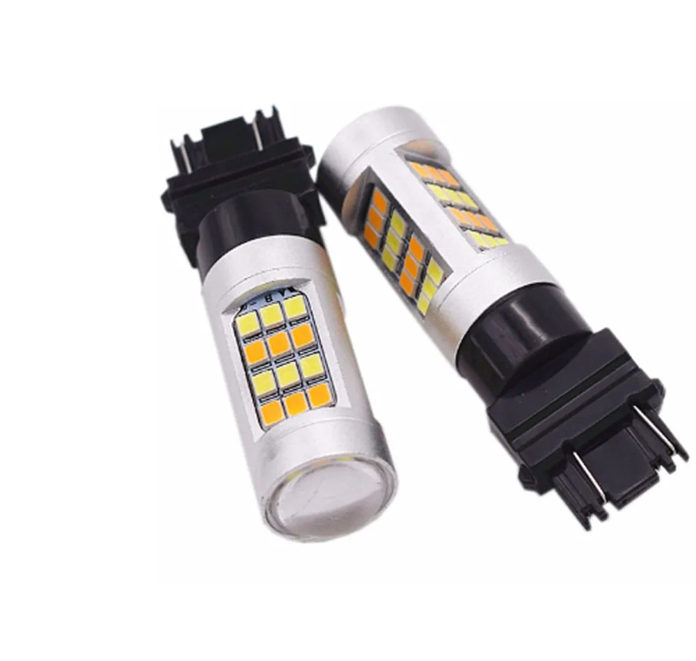 Factory price Dual Color White & Amber T20 7440 1156 BA15S 2835 42smd canbus LED Bulbs DRL and Turn Lights
