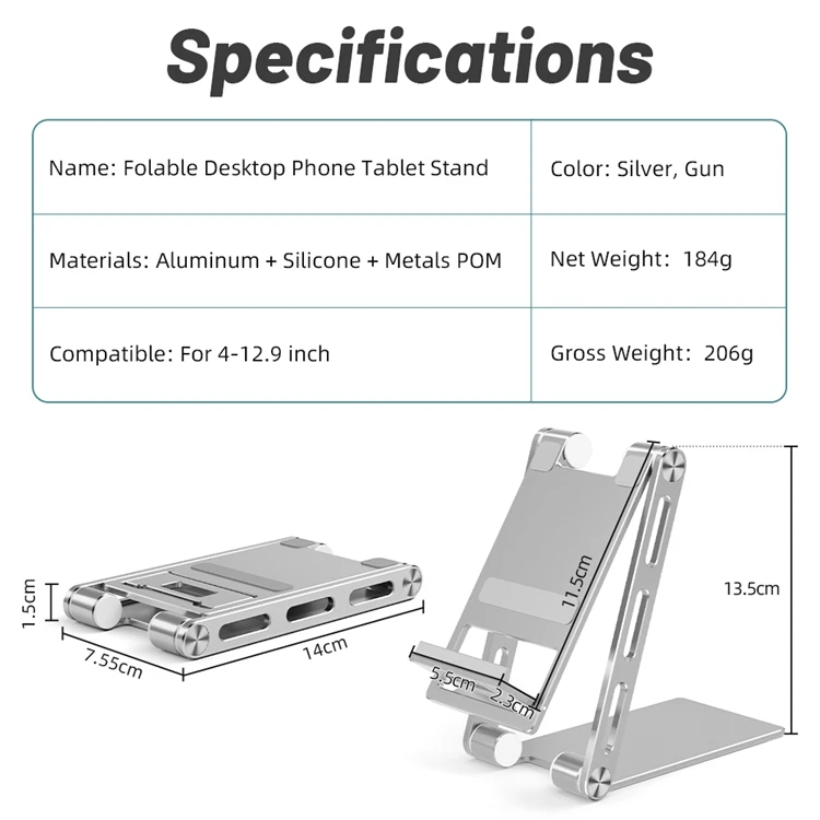 Portable Foldable Tablet Stand Mobile Phone Holder Adjustable Aluminium