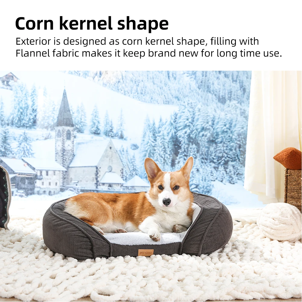 Factory Customize Suede Fabric Corn Kernel Shape Dog Sofa Couch Soft Egg Crate Sponeg Dog Sofa Bed