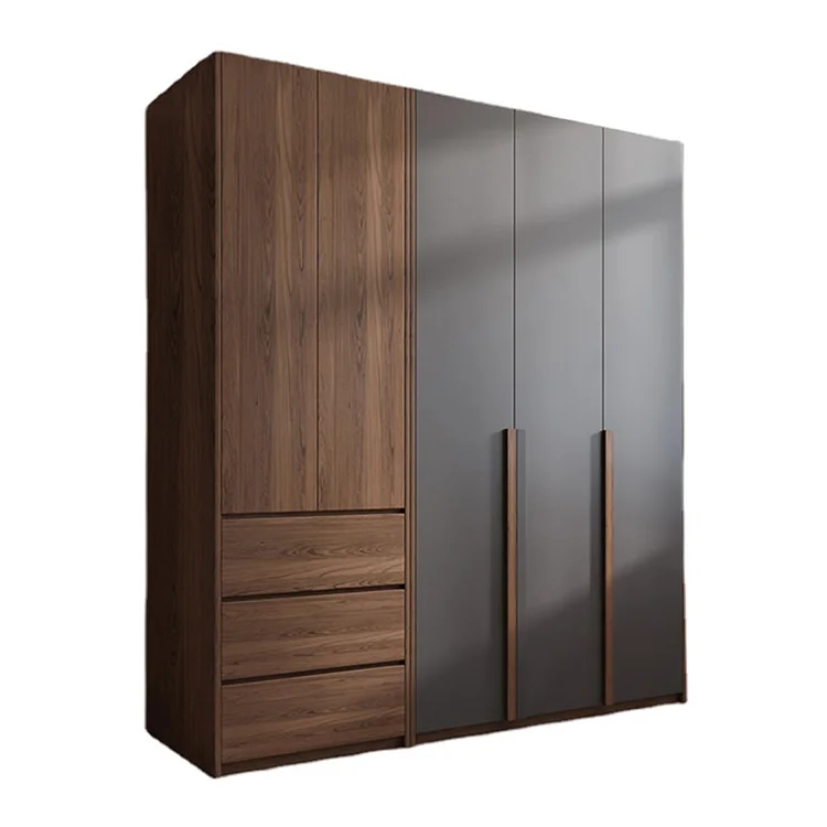 Adjustable Modern 3 Door Designs Retro Wooden Simple Sliding Wooden Wardrobe