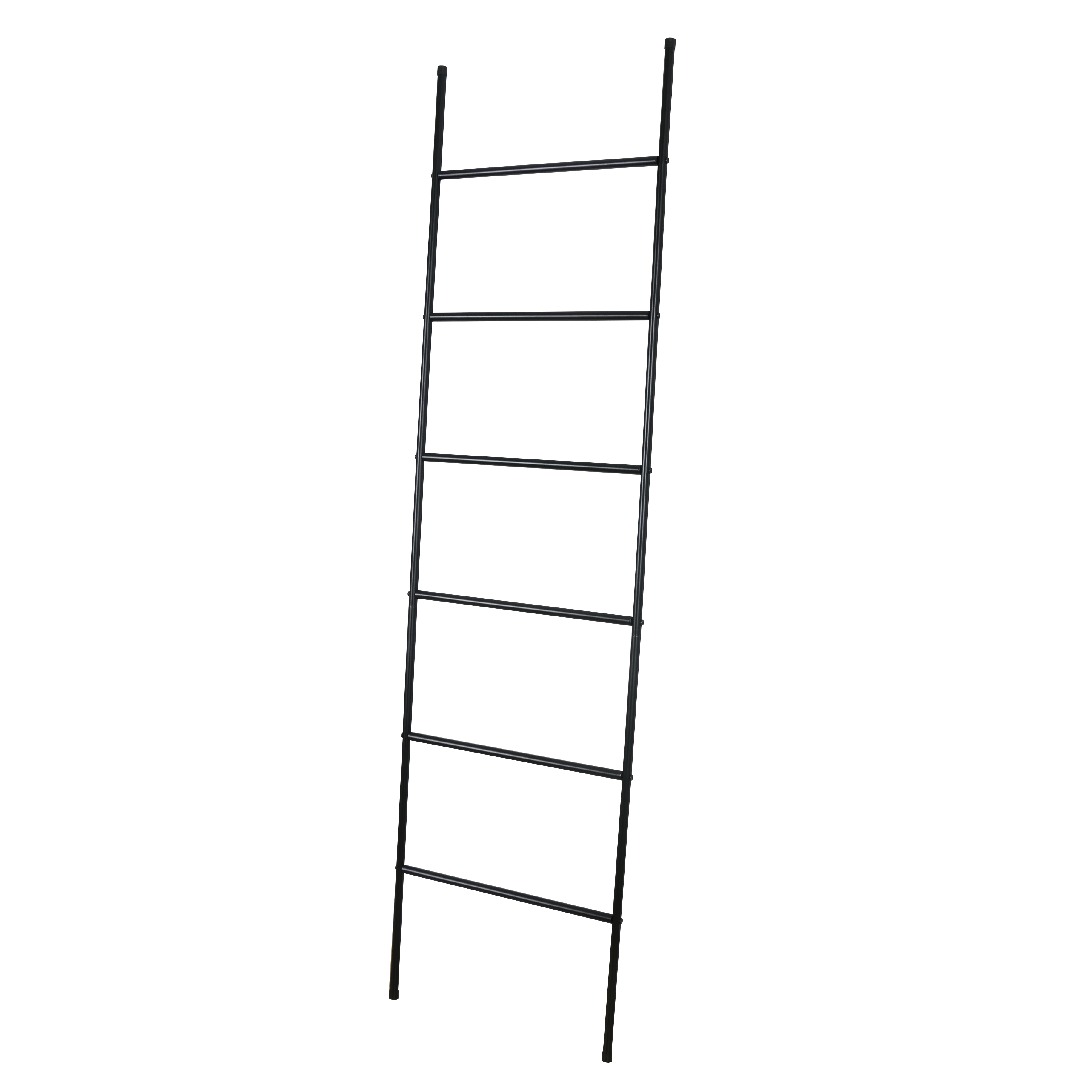 6 Levels Bathroom Accessory Towel Rack Trapezoidal Floor Standing Towel Rail Black Ladder Towel Rack