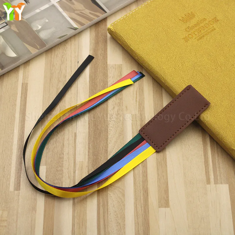 Искусственная кожа Закладка для книги украшенные цветными ленточками мульти лента страничная книг