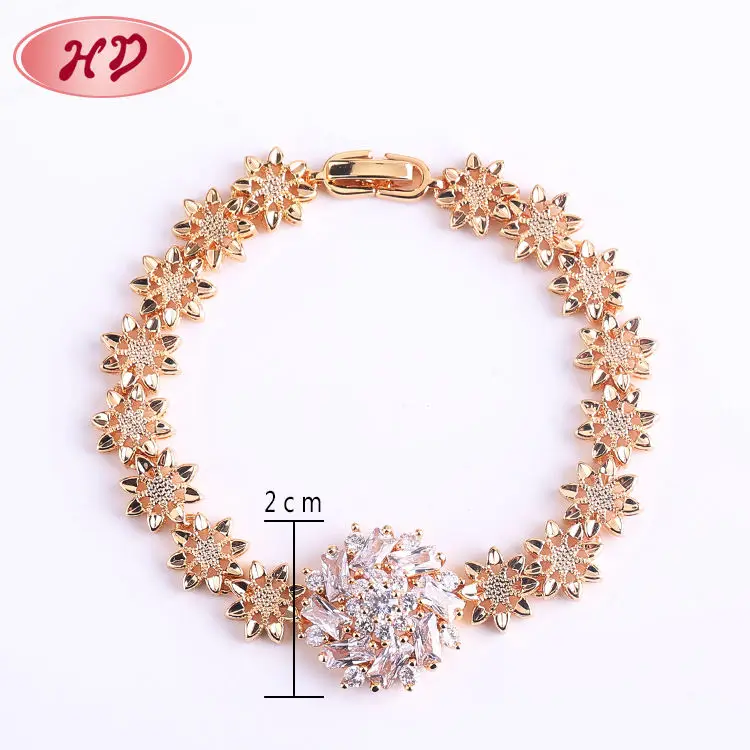 HD Fashion luxury jewelry 18K Gold plated AAA Cubic Zirconia CZ Chian charm Bracelet for Women