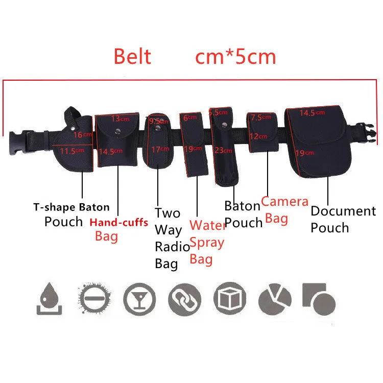 Factory Direct Supply 8 in 1 Detachable Pouches Holsters  Patrol Tactic Tactical Safety Guard Belt