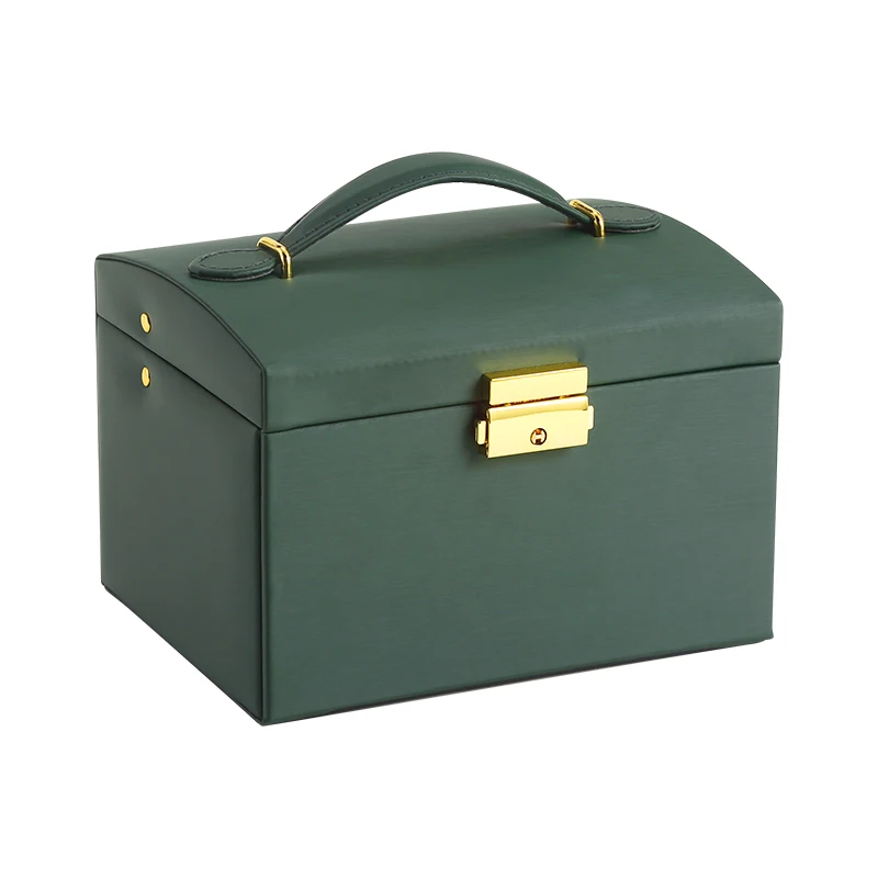 Wholesale Luxury Women Large PU Leather Jewelry Box Ring Earring Necklace Organizer Velvet Jewellery Storage Packaging Gift Case