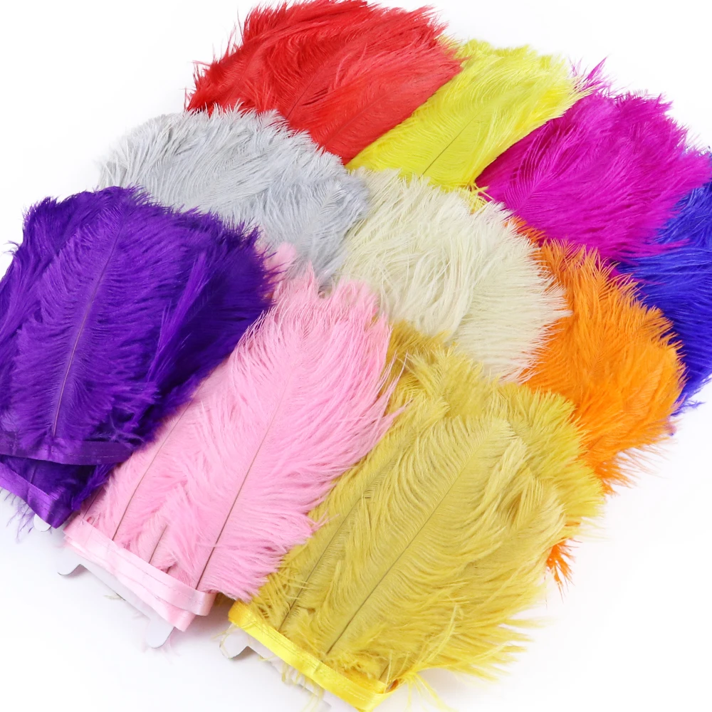 1M Marabou Ostrich Feather Trim Fringe 15-20cm Wedding Dress Accessories Sewing Feather Ribbon DIY Craft Decoration