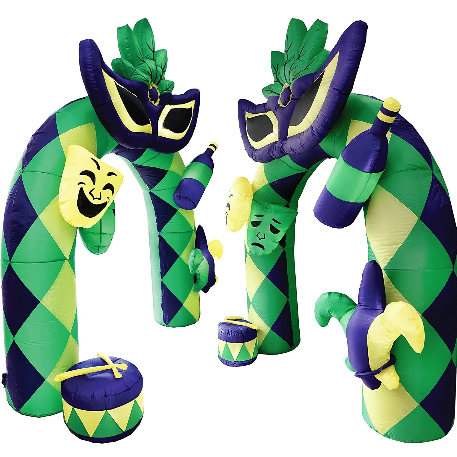 Mardi Gras Inflatable Yard Decoration Archway with Build-in LED Lights Inflatables for Lenten Season Party Indoor, Outdoor,