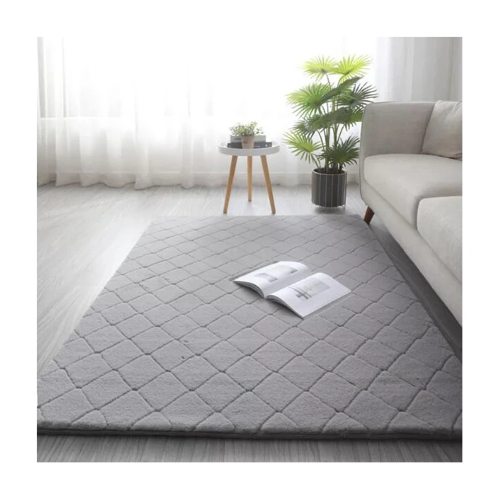 Popular Hot Selling Rabbit Fur 3D Design Area Rug Carpet tapete for Home Floor Living Room