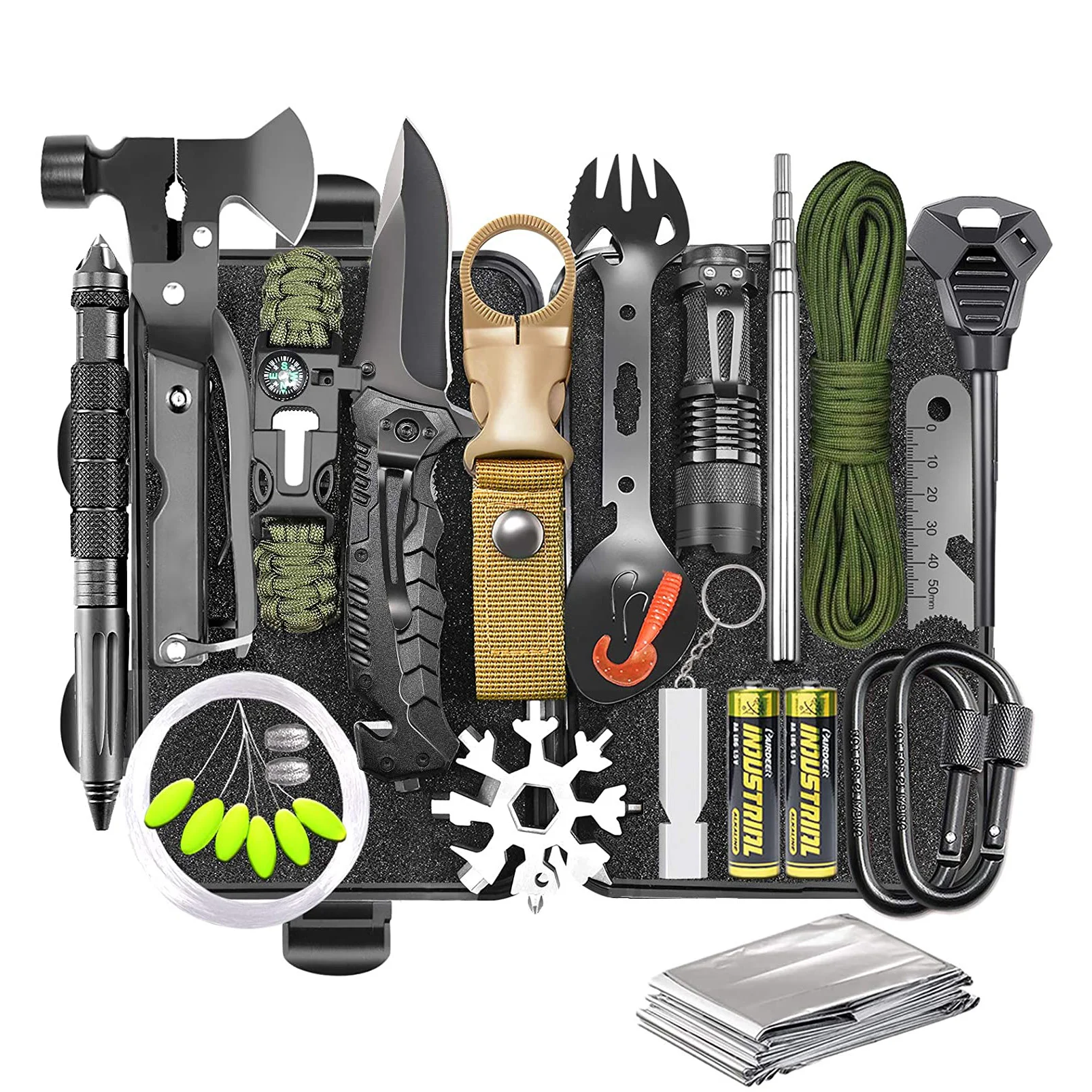 Outdoor Survival Car Emergency Camping SOS Tool Set Kit With Fire Starter Compass And Survival Key Professional Survival Kit US