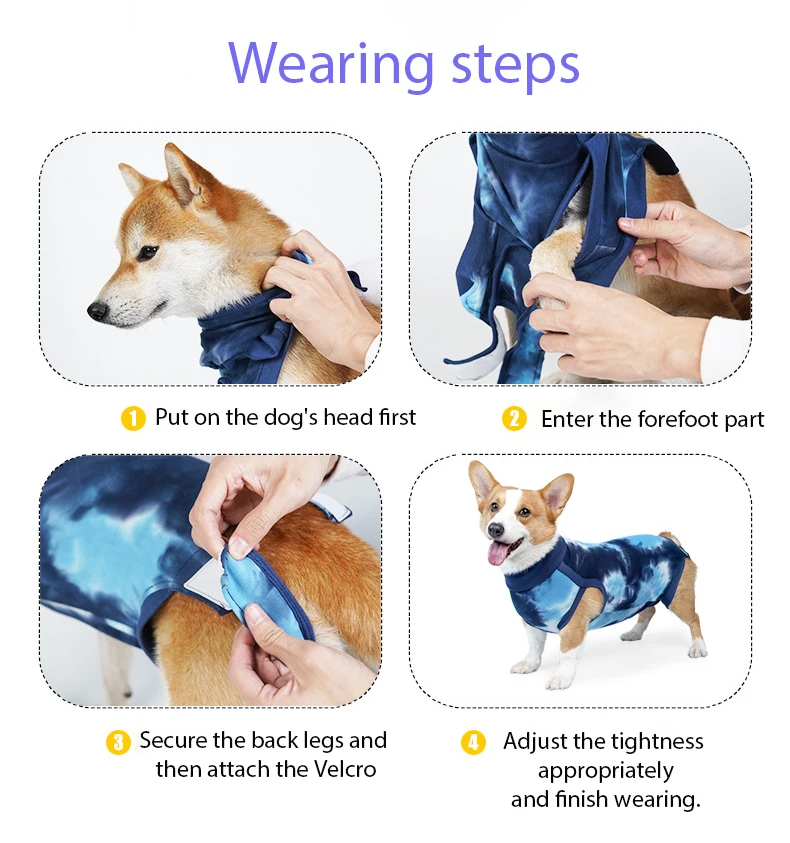 Pet Surgery Suit Professional Anti-Licking Pet Tie Dye Vest Comfortable Dog Surgical Recovery Cloth