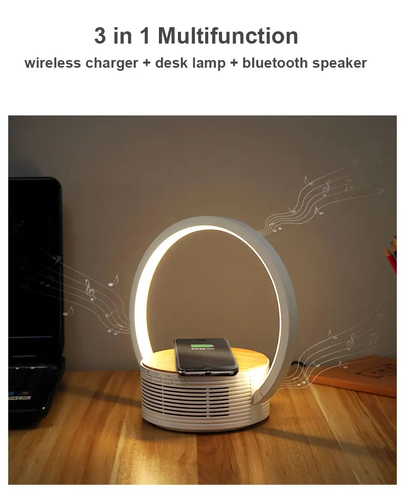 Многофункциональный 3 в 1 беспроводной Bluetooth-динамик светодиодный ночник с зарядкой