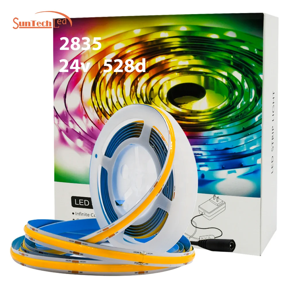 
IP65 Waterproof Flexible Dc 12v 24v 528leds 5m COB Led Strip light smart soft high brightness 
