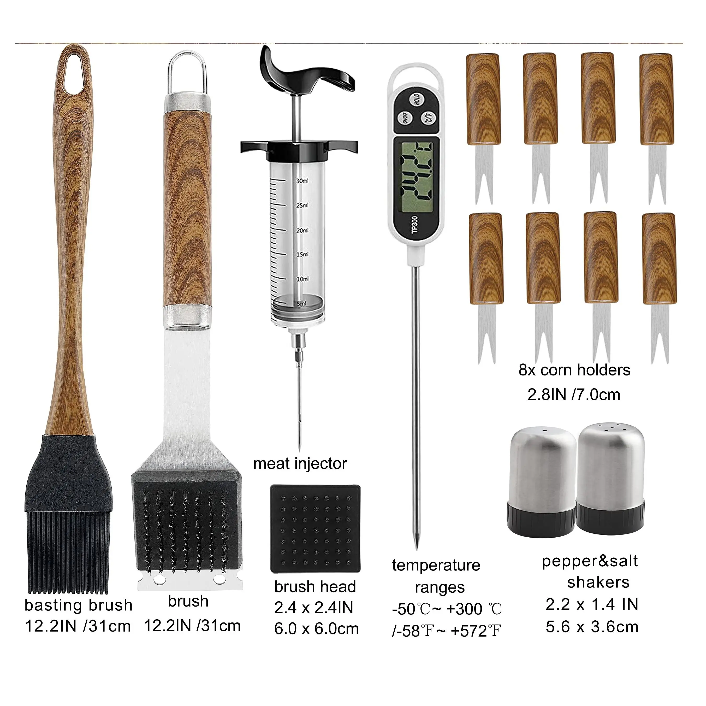 5box/carton Complete BBQ Accessories Wood Handle 24PCS BBQ Tools Set Outdoor Barbeque Accessory Barbecue Grill Utensils