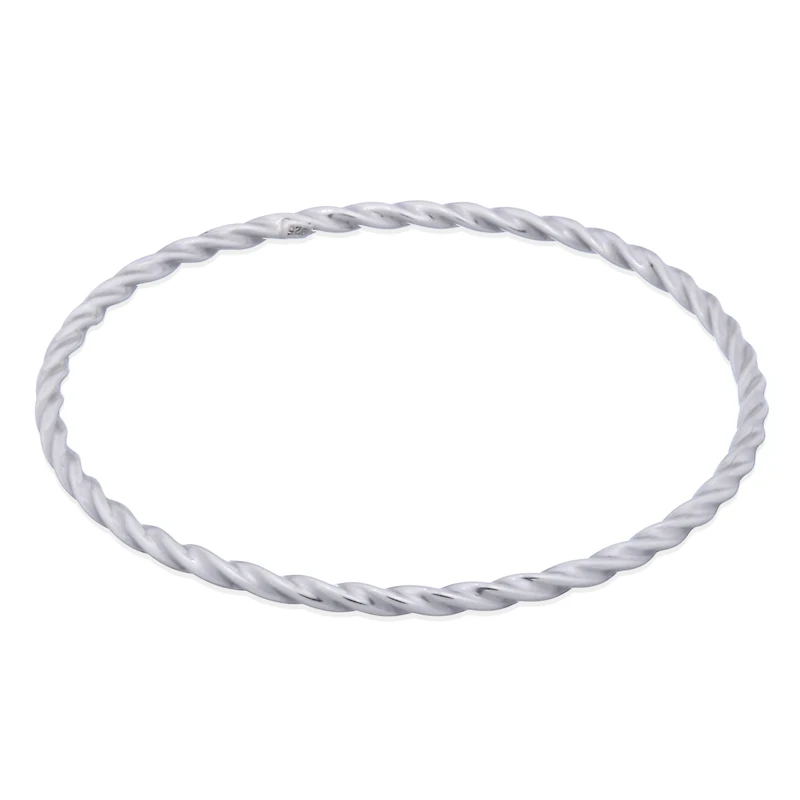 Round Twisted 925 Silver Wire Bangle