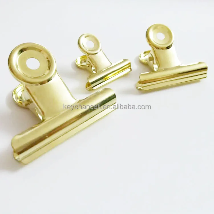 differen sizes gold round head paper clip metal bulldog clip